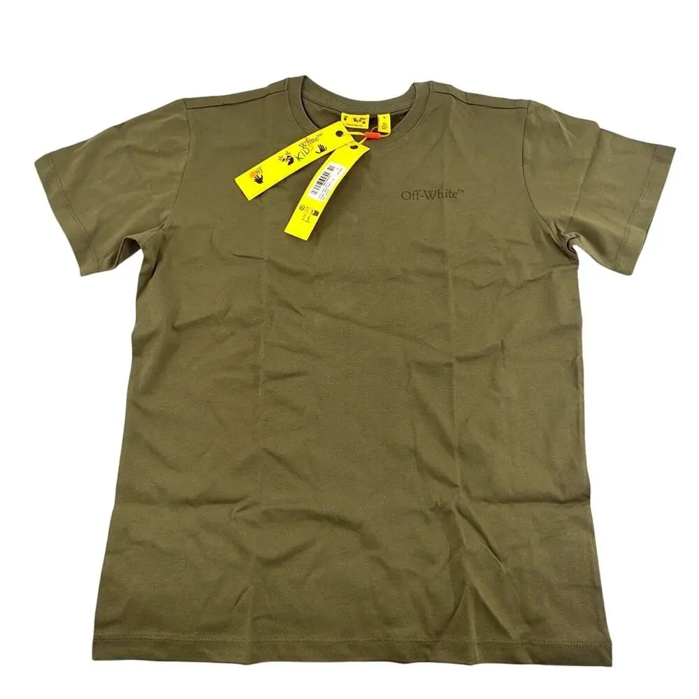 Off White Boys Army Green Scribble Graphic Basic Fit Tee Size 16